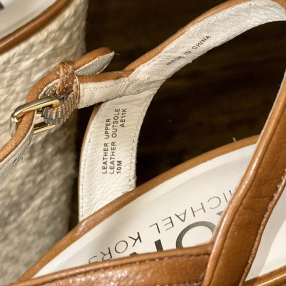 Michael Kors MK Espadrilles Wedge Sandals Shoes 10M Brown - Picture 8 of 12